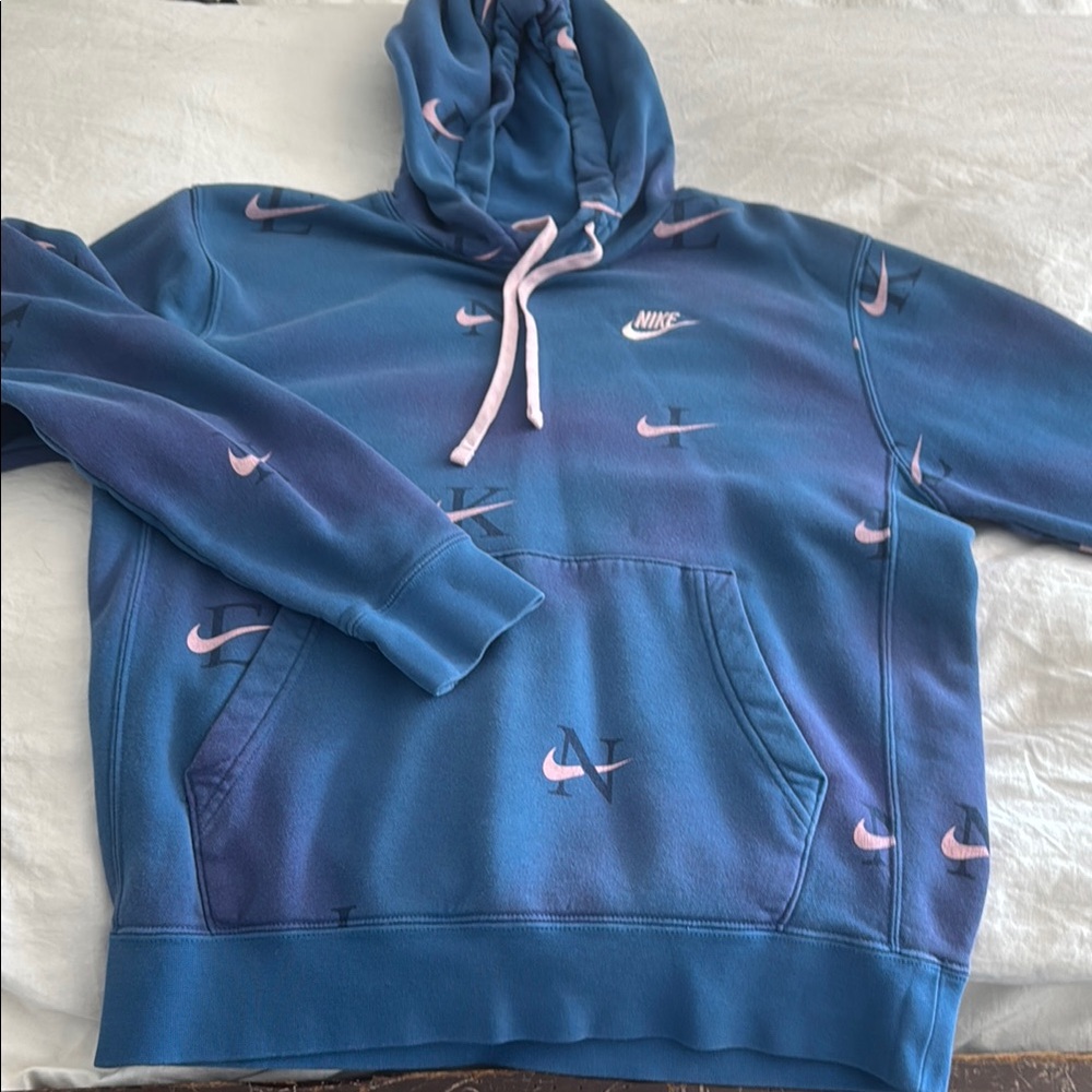 Nike Blue Hoodie with Pink Accents